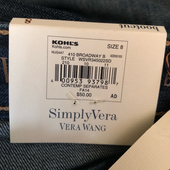 SimplyVera Vera Wang Jeans: Bootcut, MidRise, Sz 8 - Picture 6 of 8